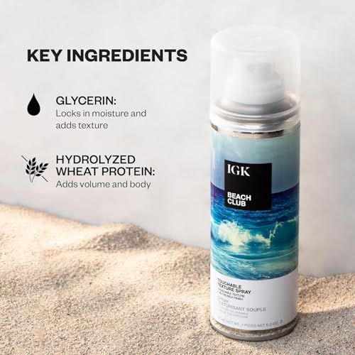 IGK BEACH CLUB Touchable Texture Spray Travel Bundle | Hold + Volume + Lightweight | Vegan + Cruelty Free | (5 Oz + 1.7 Oz)
