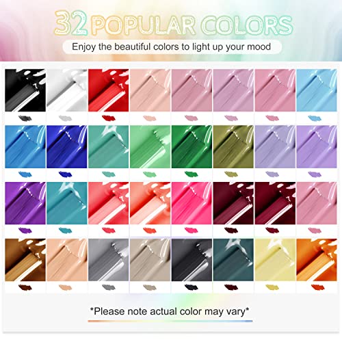 JODSONE 39-Piece Gel Nail Polish Set - 32 Colors, 4x15ML, Kit Includes Nail Dehydrator, Primer, Base Coat, Top Coat, Quick Drying, Durable Finish
