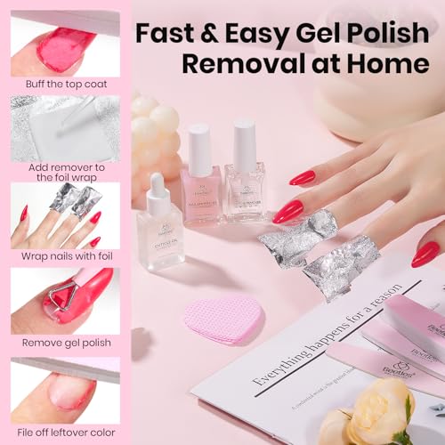 Beetles Gel Polish Remover Kit Nail Care Kit Nail Prep Set Cuticle Oil Cuticle Remover Nails Strengthener 14pcs Manicure Tools Glass Files Removal Foil Wraps Cuticles Trimmer Pushers Gift for Women