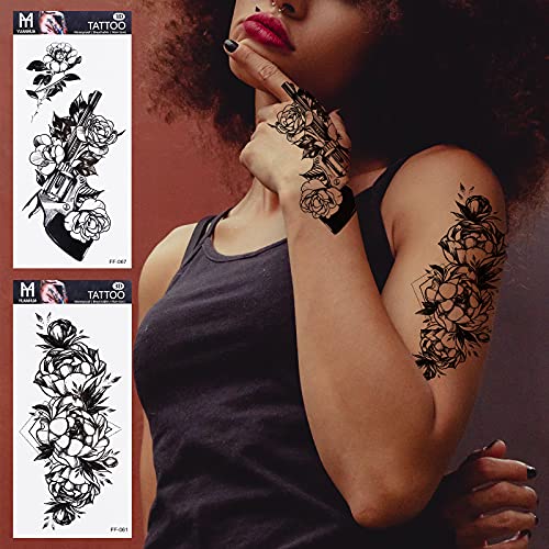 20 Sheets Temporary Tattoos Mixed Style Mixed Color Rose Flowers Collection for Women Men Kids Body Art