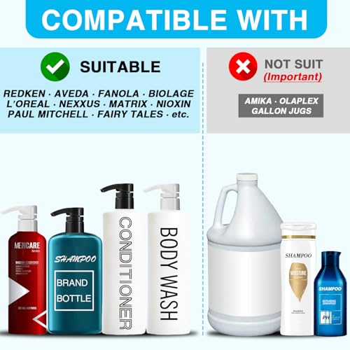 20-Pack Shampoo Pumps for Liter 33.8 oz Shampoo and Conditioner, Pump Dispenser Fits Most Salon Bottles with 1.1 inch Wide Opening, Black & White Replacement Pump for Soft Hair Products, Body Wash