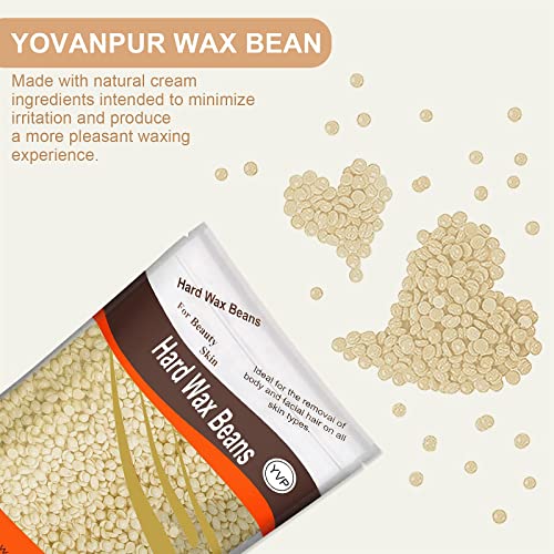 1.3lb Hard Wax Beads for Hair Removal, Yovanpur Pearl Wax Beads for Brazilian Waxing, Waxing Beans for Sensitive Skin, 21oz Face Eyebrow Back Legs At Home with 20pcs Wax Sticks (Rose pink & Cream)