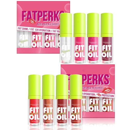 8 Colors Lip Oil Lip Glaze, Big Brush Head Hydrating Lip Glow Oil, Transparent Toot Tinted Nourishing Long Lasting Repairing Lightening Lip Lines (Set A+ Set B)