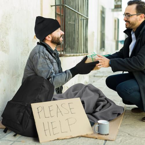 Panitay Homeless Care Package Supplies Bulk Winter Beanies Gloves Socks Blankets Toiletry Kits for Homeless Charity(Black)