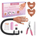 MEKK Practice Hand for Acrylic Nails Flexible Nail Practice Hand Never Fall off Nail Trainning Hand Kits with Nail Files, Brush, Acrylic Clipper and Tips
