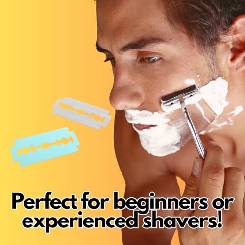 Gents Double Edge Safety Razor Blade Collection Variety Pack 50 Count ? Platinum Double Edge Blades Fits All Razors + Styptic Powder Stops Bleeding + Leather Razor Sleeve ? Men¡¯s Wet Shaving