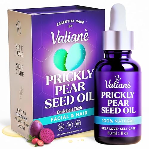 PRICKLY PEAR SEED OIL for FACE & HAIR Premium - Facial Serum Body Moisturizer Beard Oil - Prickly Pear (Barbary Fig) 100% NATURAL Enriched Blend, Extra Virgin Cold Pressed for Dry Skin 1 Fl Oz Valian?