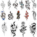 Glaryyears Snake Tattoos for Adults Women Men, 15-Pack Large Realistic Fake Tattoos, Serpent Swords Rose Temporary Tattoo Stickers, Scary on Half Arm Body Tribal