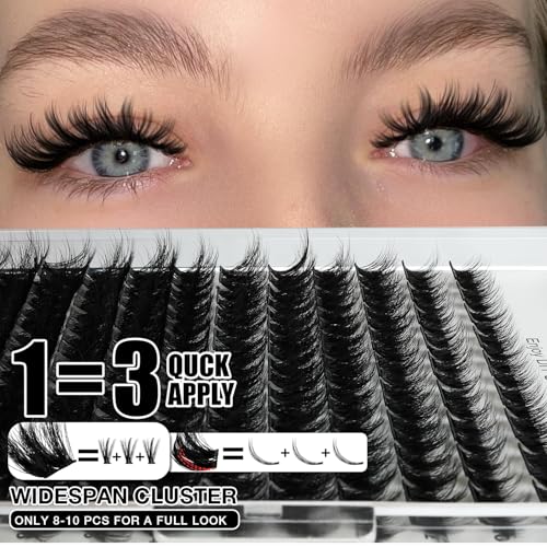 Lash Clusters Kit, DIY 3D Cluster Eyelash Extensions 10?18mm,108pcs Fluffy D Curl Soft Natural Lashes with Lash Bond and Seal,Tweezers, Remover?Natural Fake Cat Eye Wispy Individual Clusters£¨211-5-L£©