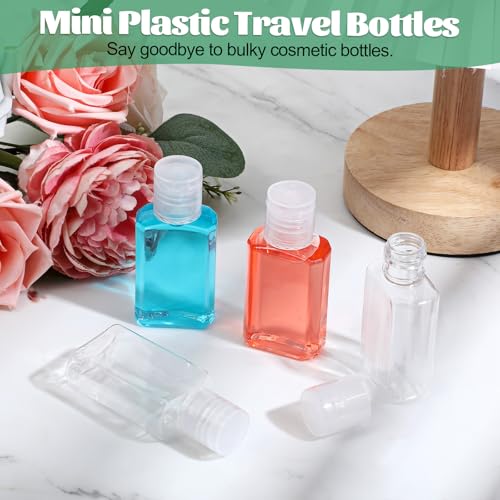 100pcs 1 oz Travel Bottles Mini Travel Bottles Hand Bottle Clear Bottle with Flip Caps Small Dispenser Containers Portable Empty Refillable Containers for Shower Gel Face Creams Body Lotion