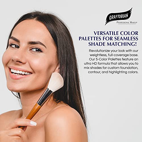 Graftobian HD Glamour Cr?me Foundation Palette (Warm #3) - High Definition 5 Color Makeup Palette, Cream Based Foundation Concealer and Contour Palette, Full Coverage - Medium/Dark Warm Skin Shades