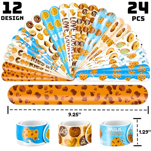 72PCS Cookie Party Set - 48PCS Temporary Tattoos & 24PCS Slap Bracelets - Fun Cookie-Themed Birthday Supplies, Baby Shower Gifts, Classroom Rewards & Party Decor for Kids (Boys & Girls)