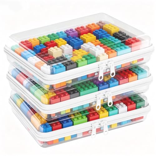 3Pcs Clear Hard Shell Zipper Case -Pouch Bag Plastic Storage Packing Cube Transparent Sided Organizer Lightweight Foldable Container Box for Travel, Pencil, Cosmetics, Toiletry, Toy(MMM)