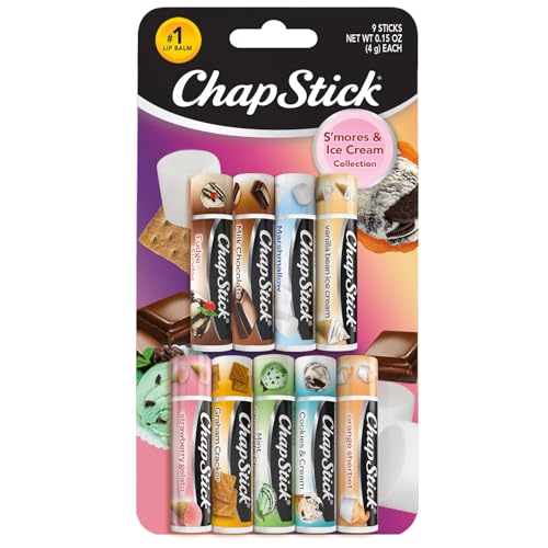 ChapStick Lip Balm, Ice Cream Collection 3-Pack, Ice Cream Classics 3-Pack + S¡¯mores Collection ? Fun & Flavorful Lip Care, Birthday Gift, Party Favors, Stocking Stuffers, 0.15 Oz Ea
