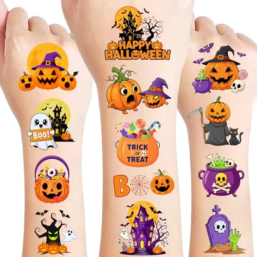 50 PCS Halloween Tattoos for Kids Party Decorations, Treats for Party Supplies Favors, Goodie Bag Stuffers Games for Boys Girls