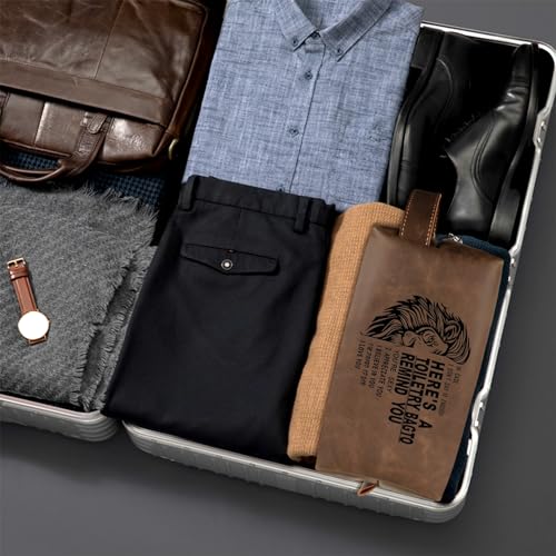 Personalized Husband Birthday Gift from Wife Travel Leather Toiletry Bag Shaving Bag for Men Him, Cool Christmas Valentines Anniversary Birthday Gifts for Husband Boyfriend Partner Dark Brown