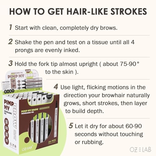 Pimp My Brow Microblading Eyebrow Pen ? 4-Fork Tip, Waterproof, Long-Lasting, Natural Hair-Like Strokes, 3 Shades Dark Brown, 6ML/0.21 OZ(pack of 1)