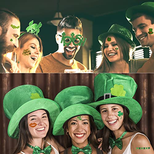 Zomme 32 Sheets 240+ PCS St Patricks Day Tattoos, Include Two Different Sizes Unique Shamrock Tattoos, St. Patrick's Day Tattoos Stickers Green Lucky Clover Temporary Tattoos for Irish Party