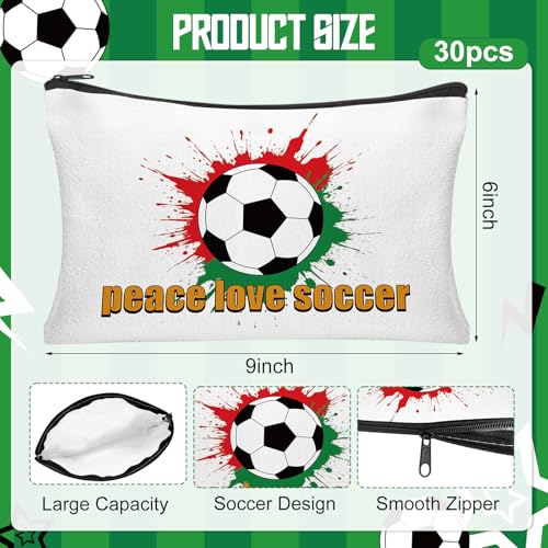 30Pcs Soccer Makeup Bags Soccer Cosmetic Bag Accessories for Women Travel Toiletry Pouch for Lover Players Sports Team Valentine's Day Gifts