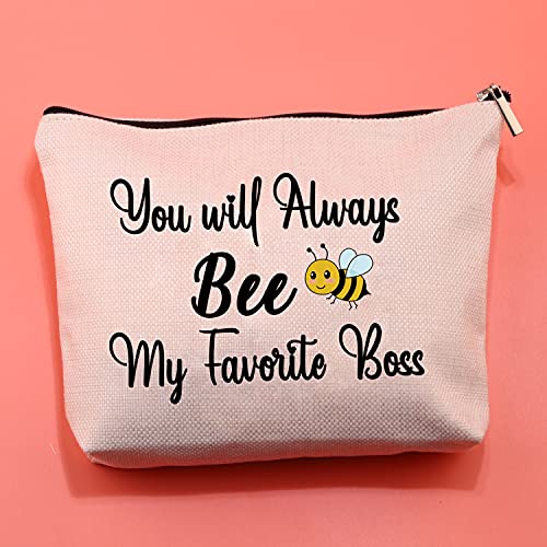 BLUPARK BOSS Coworker Leaving Gifts You'll Always Bee My Favorite Boss Makeup Bags Women Colleague Going Away Gifts (BEE BOSS)