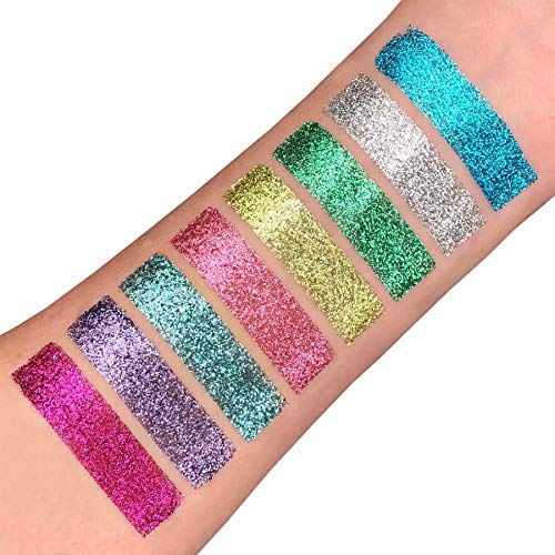 Moon Glitter Biodegradable Eco Glitter Shakers - 100% Cosmetic Bio Glitter for Face, Body, Nails, Hair & Lips - 5g Set of 8 plus Fix Gel
