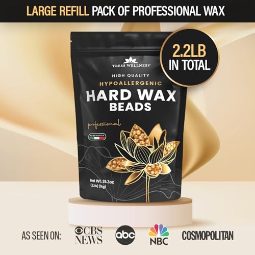 Tress Wellness Wax Beads - Dermatologically Tested - At-Home Kit for Bikini, Brazilian & Full Body - Unscented 2.2 lbs