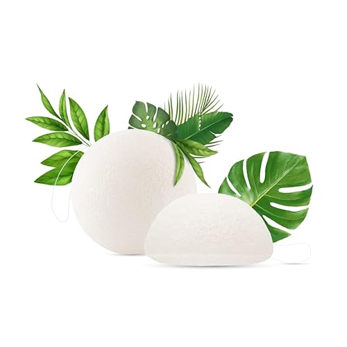 Memoir All Natural Korean Konjac Facial Sponge Set - 2 Pack | Gently Exfoliate Sensitive Skin, Great for Acne Prone Skin, Gentle Scrub, Removes Blackhead | Gently Daily Exfoliation
