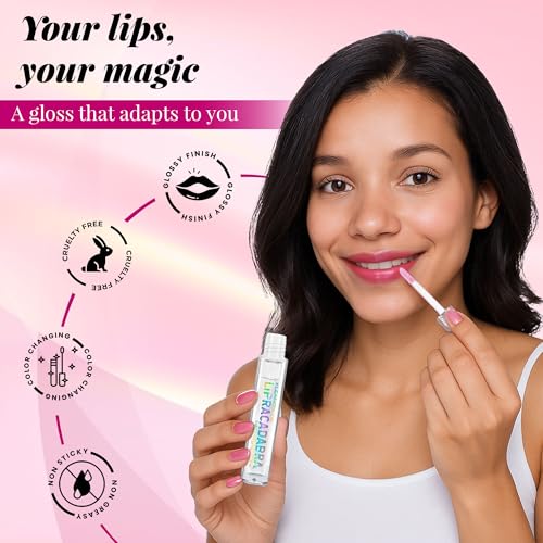 Kleancolor Lipracadabra Color Changing Lip Gloss 2 Pack ? pH Activated Clear Gloss Reveals a Custom Pink Tint ? Lightweight, Non-Sticky Shine ? Candy Scented (2 Pack)