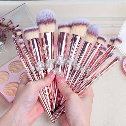 Bueart Design 16Pcs Makeup Brushes Set with Elegant Design Holder Case,Premium Ultra Soft Professional Make up Brushes for Foundation,Blush,Powder,Highlighter,Contour,Eyeshadow