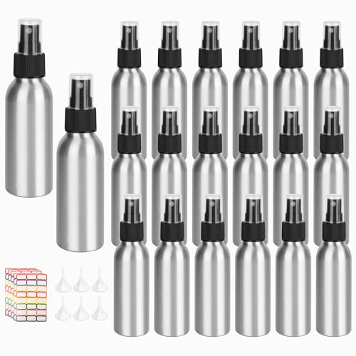 20 Pack Aluminum Spray Bottles 2 oz/60 ml Small Refillable Spray Bottles Bulk Fine Mist Empty Sprays Bottle for Travel, Essential Oils, Sliver
