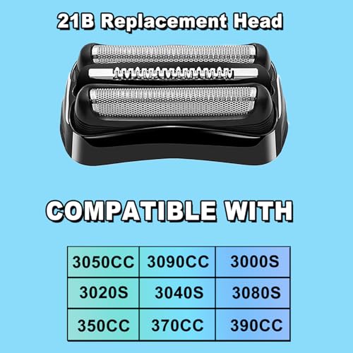 2 Packs 21B Series 3 Electric Shaver Replacement Head Compatible with Series 3 Foil Shaver Replacement Heads 21b 3010s, 3040s,5409,etc for Braun Part 21b