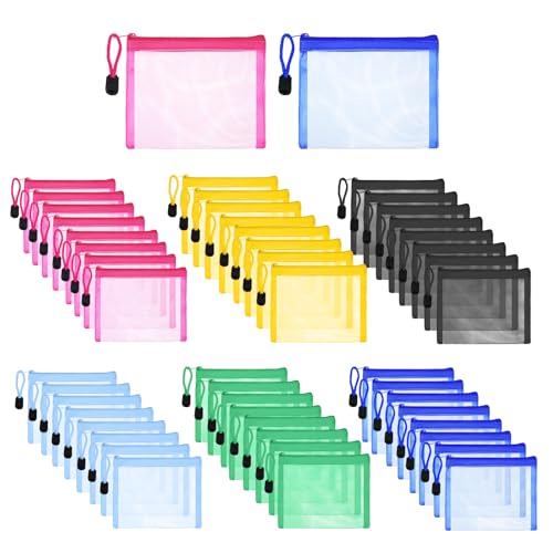50 Pcs Mini Zipper Mesh Bags Lipstick Cosmetic Accessories Organizer Nylon Makeup Zipper Pouch Small Cosmetic Bag for Purse Beauty Mesh Travel Pouch for Women