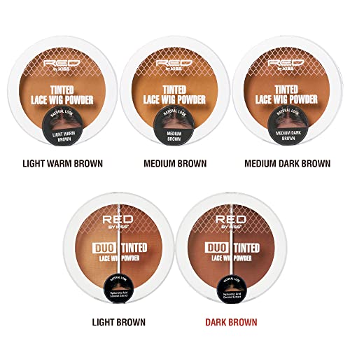 Red by Kiss Lace Wig Brush Tinted Powder Set ? Matte Finish, Oil Control, Lightweight, Long-Lasting, Mix & Match Shade Duo