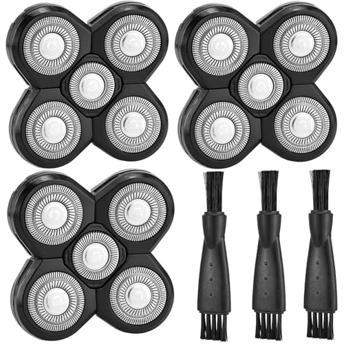 Bald Head Shavers Replacement Blades, BENACES 3 Pack Blades Refills Compatible with Freebird Head Shaver, 5-Blade Razor with Cleaning Brush, Specially Engineered for Bald Men, Face Electric Razor