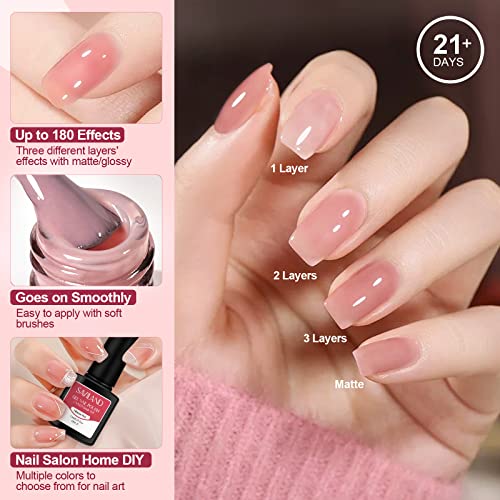 SAVILAND 30 Colors Jelly Gel Nail Polish Set with 12 Colors Glows in The Dark Gel Nail Polish Set