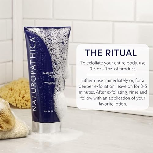 Naturopathica Manuka Honey Shower Body Exfoliator, Protect Skin Barrier & Collagen for Firmer Skin, Hydrating Exfoliating Body Scrub for Men and Women, 8.4 fl oz