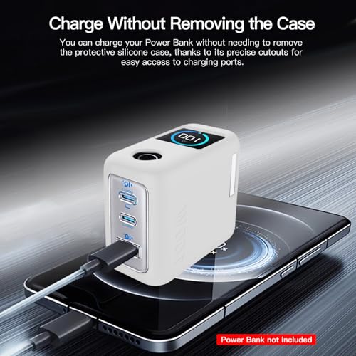 for Anker 100W Charger Silicone Case Cover, Shockproof/Waterproof/Dustproof, Scratch-Resistant, Chargeable Without Removal (Off White)