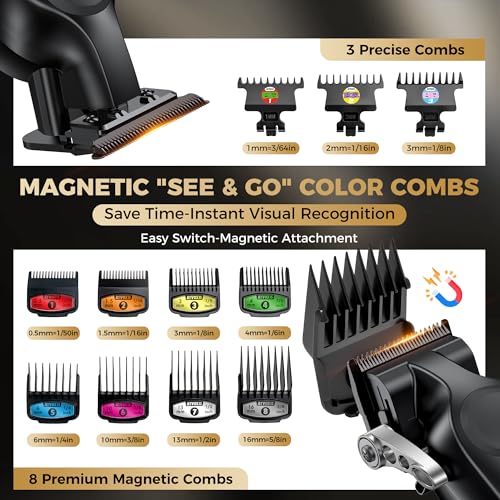 Hair Clippers for Men Professional, Barber Clippers and Trimmers Set, Cordless Hair Clippers, Hair Cutting Kit, Barber Kit, Haircut Kit, Maquina para Cortar Pelo De Hombre (Black)