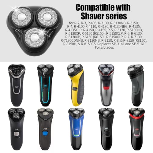 Universal Rotary Replacement Shaver Head,Compatible with Remington Shaver Series,for R3,R4,R5,R6,R7,R8,SP-3141 and SP-5161 Foils/Blades (Black(2 Count))