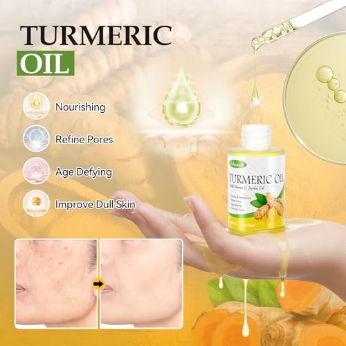 Turmeric Skin Care Set Mothers Day Gifts, Hydrating Skincare Gift Set with Turmeric Soap, Oil, Cream & Scrub to Even Glow Tone, Natural Skincare Set Birthday Gifts Facial Kit for Women & Teen Girls