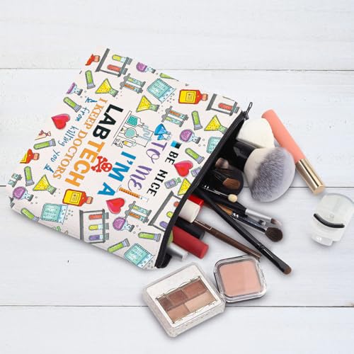 G2TUP Funny Lab Tech Laboratory Technician Week Gift Cosmetic Bag Medical Scientist Lab Technician Travel Organizers (Lab Tech New)