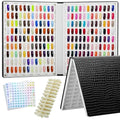 216 Nail Color Chart Display Book with 240PCS False Nail Tips, UV Gel Polish Card Book, Nail Art Salon Nail Design Display Booklet, Nail Color Swatches Nail Practice Card Board