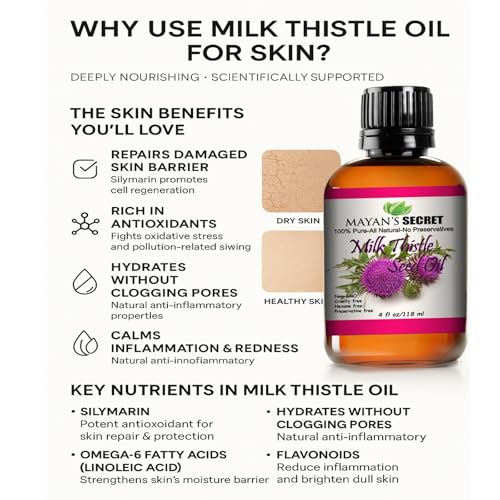Mayan's Secret Milk Thistle Seed Oil Pure Cold Pressed Rich in Vitamin E and for Aging Skin