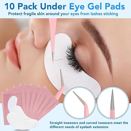 Eyelash Extension Kit for Beginners, Professional Lash Extension Kit with Mannequin Head, Lash Starter Kit with Lash Fan, Lash Extension Supplies for Practice Training Kit