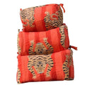 INDACORIFY Beautiful Printed Toiletry Bag Set 3 Pcs Quilted Makeup Bag Cosmetic Bag Block Print Handmade Waterproof Travel Accessory Bag