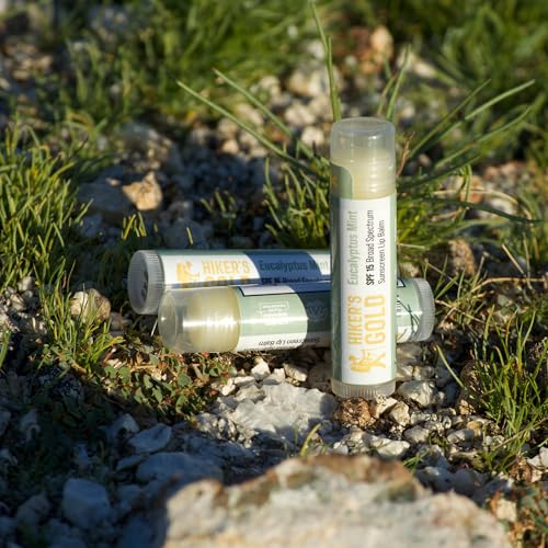 Hiker¡¯s Gold SPF 15 Sunscreen Lip Balm, Eucalyptus Mint, 3-Pack
