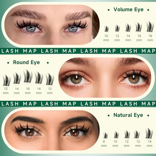 KEYYOU LASH Manga Lashes Clusters Fairy Cluster Eyelash Extensions Wispy False Eyelashes Natural Lash Clusters Individual Lashes Fake Eyelashes D Curl Extension with Spikes(F02,10-18mm)