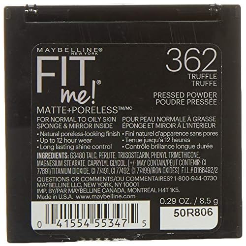 Maybelline Fit Me Matte + Poreless Pressed Face Powder Makeup, Truffle, 1 Count (Pack of 2)