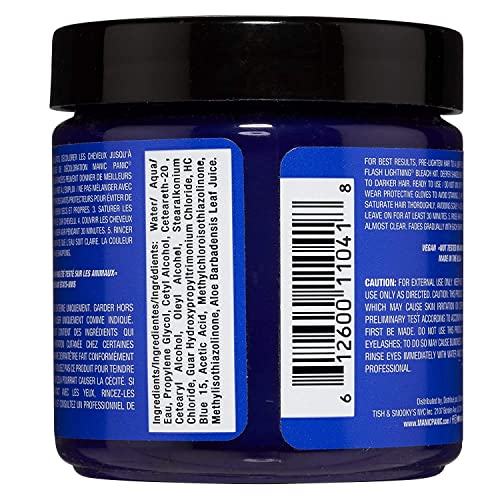 MANIC PANIC Classic Blue Moon Semi Permanent Hair Color - Neon Cool Blue Hair Dye for Women & Men That Lasts 4-6 Weeks - Vegan, Ammonia & Cruelty-Free - Create & Mix Custom Shades (4oz / 3pk)