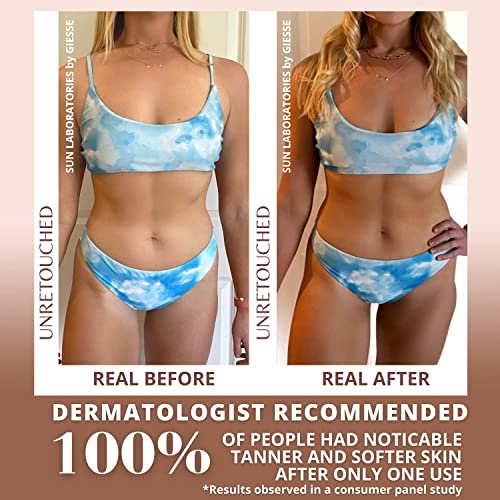 Sun Laboratories Self-Tanning Ultra Dark Sunless Tanning Lotion and Mitt for a Golden Glow - Dark - 2 Pack 8 fl oz Bottles + Mitt